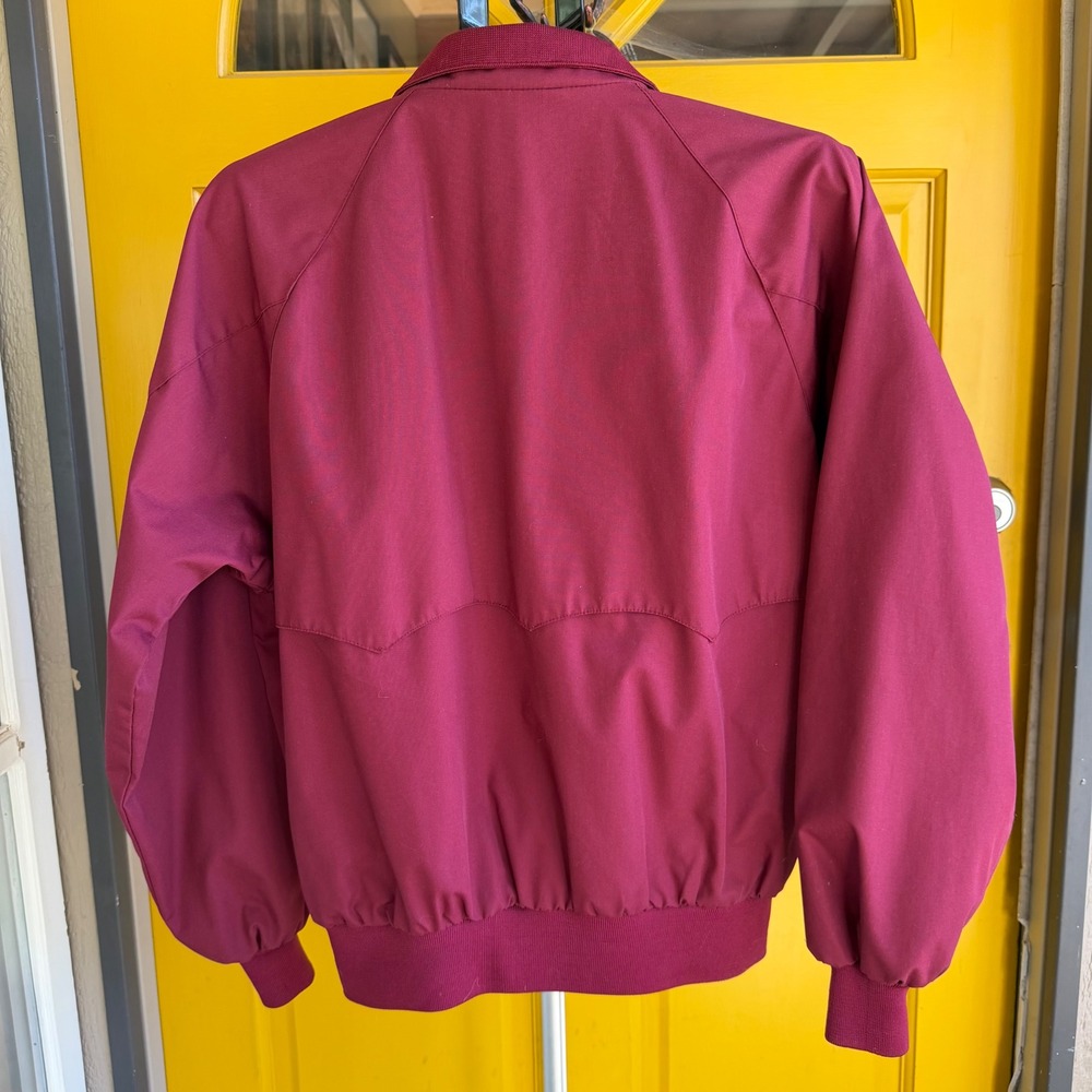 Vintage Field & Stream Burgundy Harrington Jacket Plaid Lined Bomber Mens Medium - Picture 3 of 8